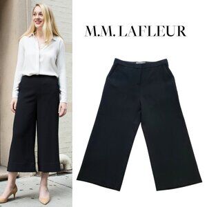 M.M. Lafleur High Rise Wide Leg Cropped Ankle Culotte Pant Textured Black Size 8